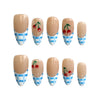 Product display of Naillover’s handmade Singapore press-on nail set with gingham French tips and cherry accents