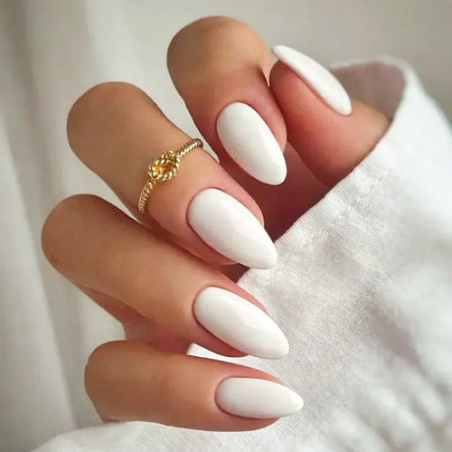 Classic style Custom Singapore handmade press on nails with neutral tones and elegant shape