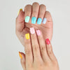 Hand with Fruit Punch Singapore press on nails by Naillover, glossy finish in vibrant fruit-inspired shades