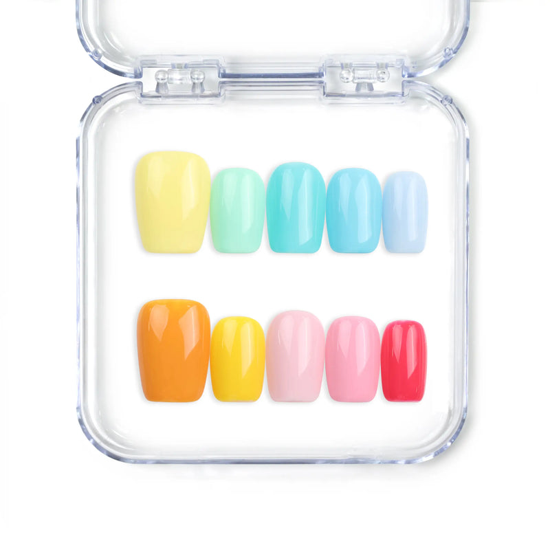 Fruit Punch handmade Singapore press on nails by naillover in vibrant fruity colors with glossy finish