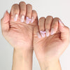 Elegant short Naillover Lilac Whisper Singapore press on nails with beige and lavender ribbon design