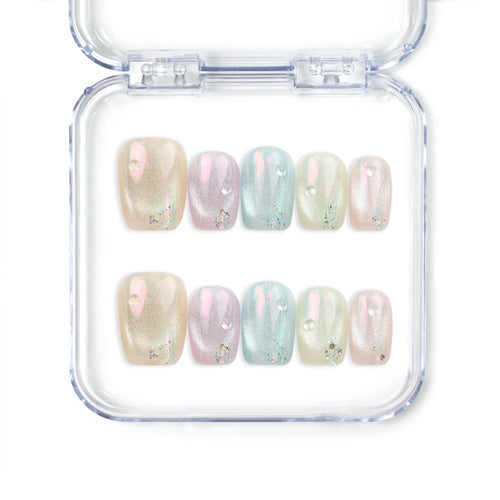 Mermaid Glaze pastel pearl finish handmade press on nails from Singapore collection by Naillover