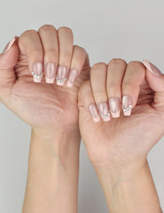 Naillover Crystal Crescent classic nails styled on hand for sophisticated effect