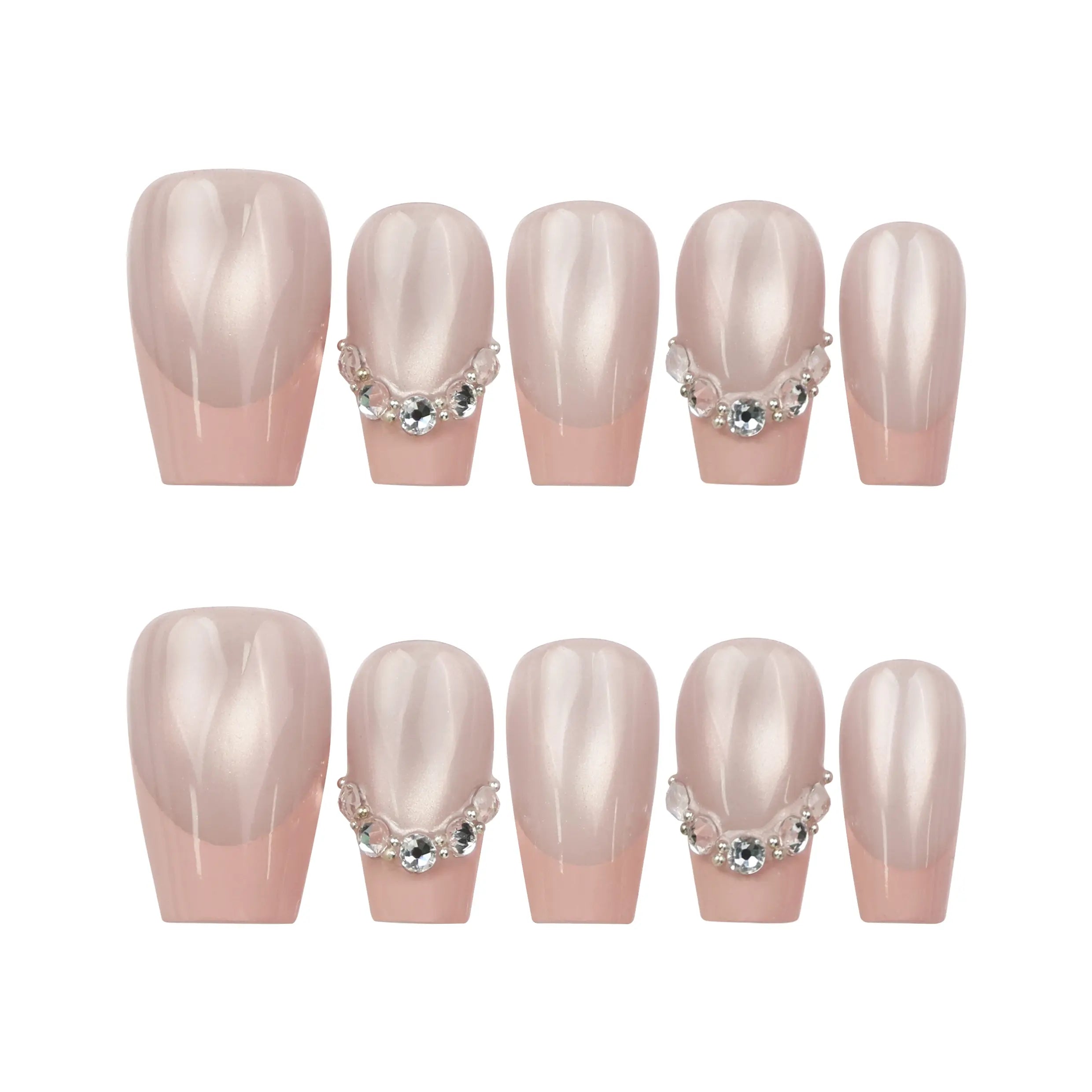 Naillover Crystal Crescent classic Singapore press on nails set displayed on white background
