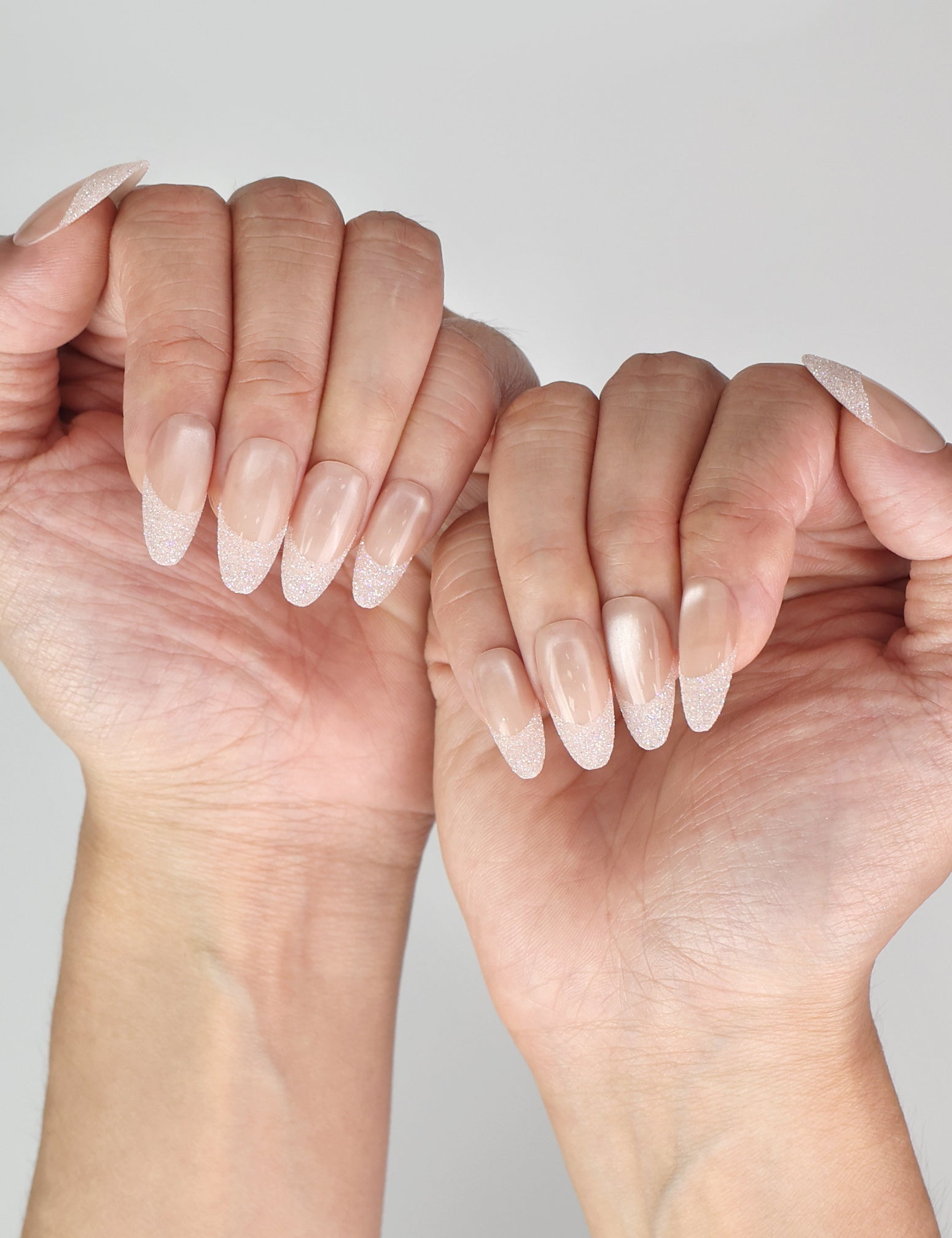 Naillover Crystal Whisper Singapore press on nails styled on hand for a clean, simple nails look with trendy nails elegance