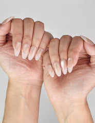 Naillover Crystal Whisper Singapore press on nails styled on hand for a clean, simple nails look with trendy nails elegance