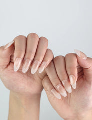 Angled hand view of Crystal Whisper nails — handcrafted by Naillover, ideal for a simple and chic everyday manicure.