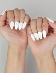 Glacial Glow Singapore press on nails by Naillover, shimmering handmade nails worn elegantly on hand