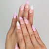 Hand wearing Naillover Lavender Bloom 3D summer nails with floral pink and gold accents