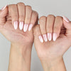 Naillover Mauve Shine trendy nails applied on hand, close-up view of soft pink shimmer for modern Singapore nail style
