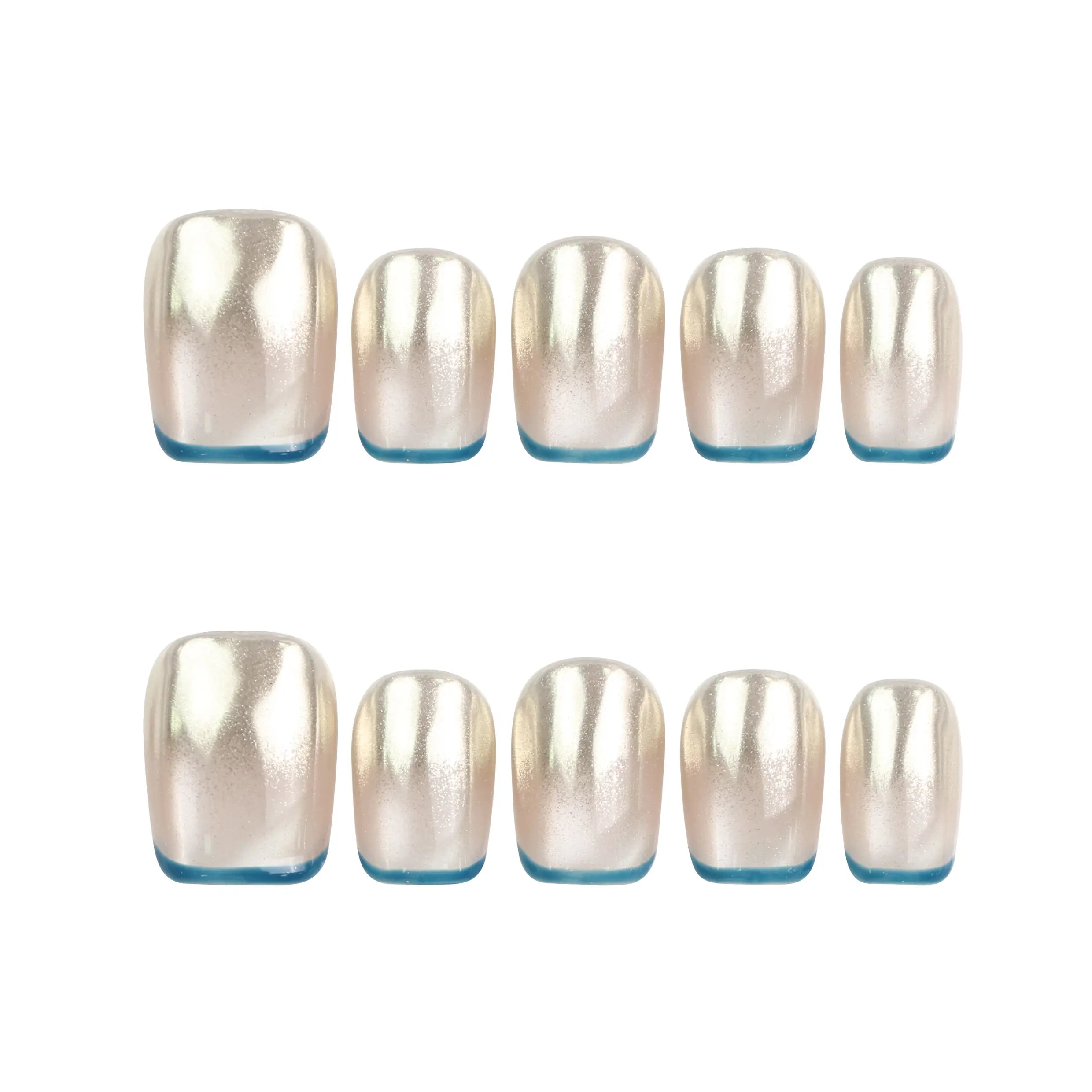 Soft Luster handmade Singapore press on nails set in pearlescent white matte finish displayed on white background by Naillover