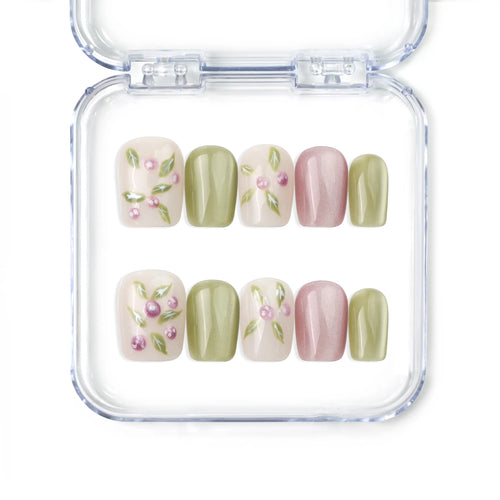 Naillover Spring Buds handmade press on nails with pastel gradient tones and delicate floral accents from our Singapore press on nails collection.