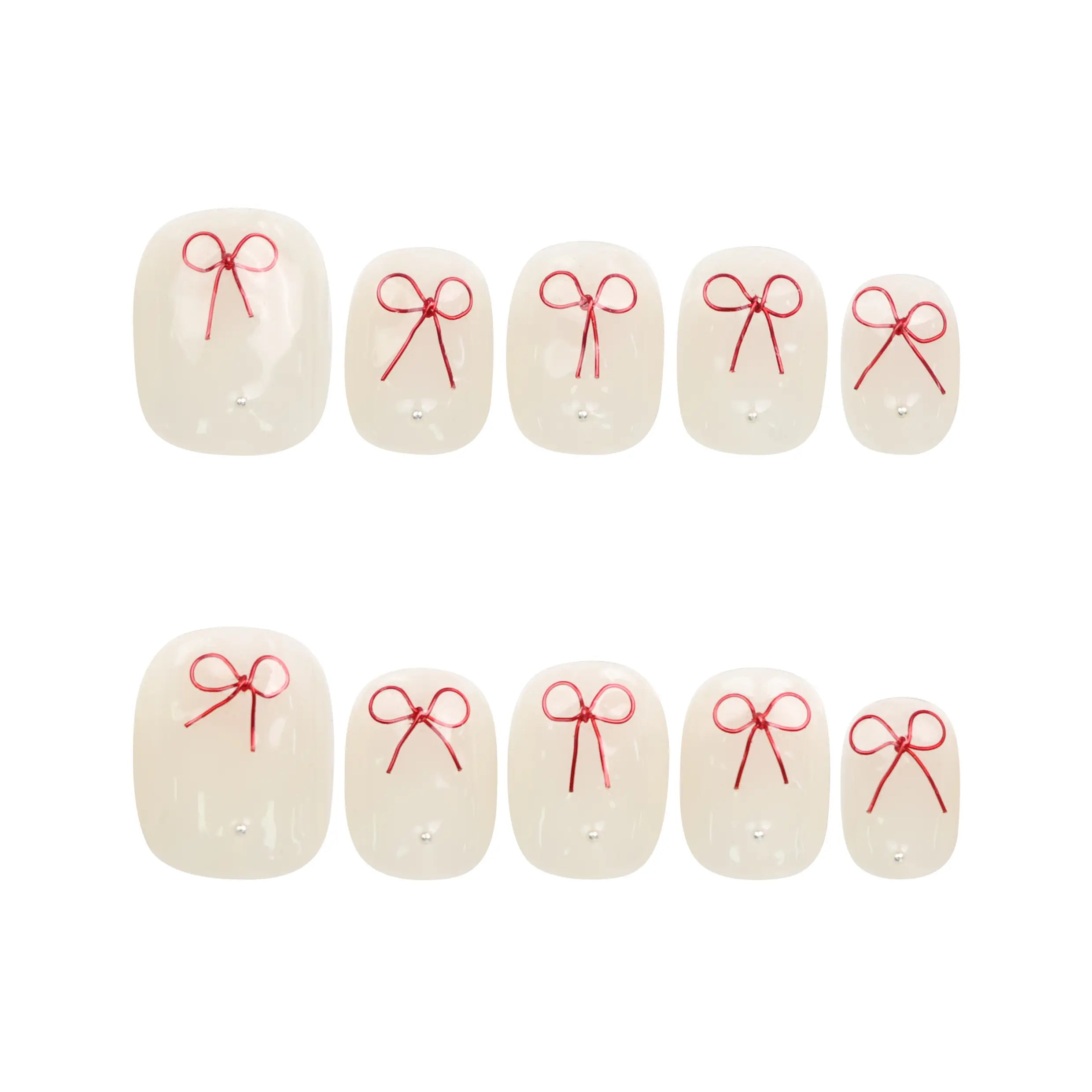 Naillover Sweet Bow handmade press on nails on white background, Singapore press on nails, trendy cute nails