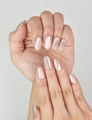 Close-up of Naillover Tender Shine handmade cat eye nails showing subtle shimmer
