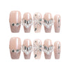 Petal Crystal Singapore press on nails set displayed on white background, nude base with petals and crystals design by naillover