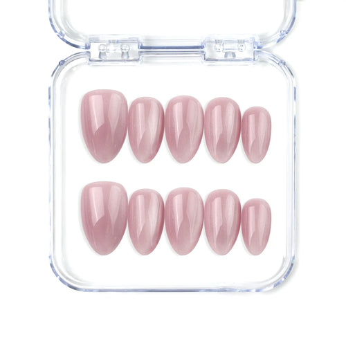 Naillover Soft Mirage handmade Singapore press on nails in pink cat eye shimmer, almond shape design.
